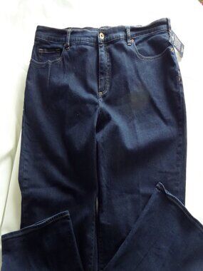 Lands' End Womans Dark Wash Jean High Rise Straight Leg Size 18W NWT